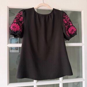 Women's Black with pink embroidery TOP